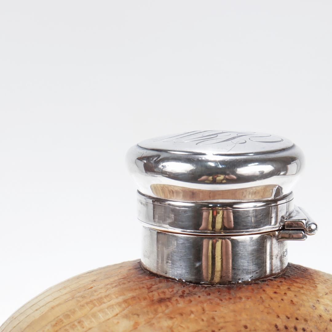 Flacon à liqueur Safari en argent sterling et verre recouvert de cuir de Gorham Antique  en vente 13