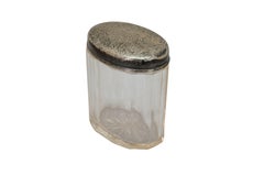 Antique Gorham Sterling Silver Lidded Cut Glass Vanity Powder Dresser Jar 3"