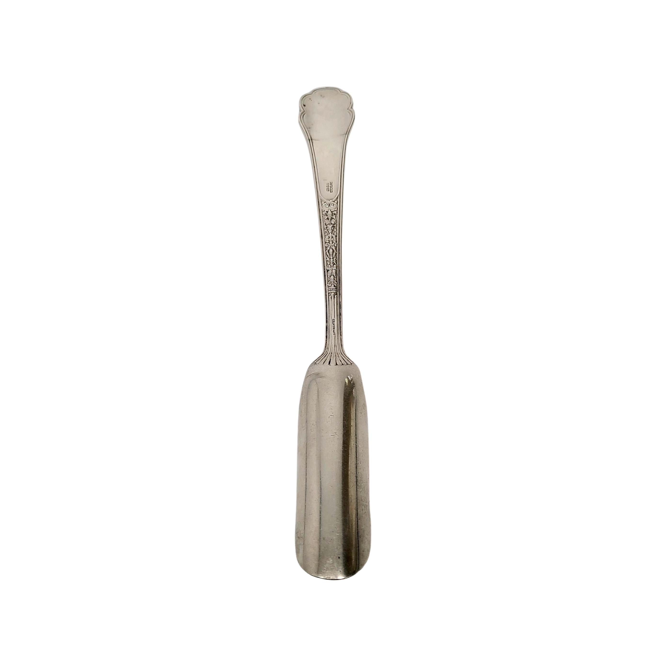 Sterling silver large cheese scoop by Gorham in the Medici Old pattern.

No monogram.

Gorham's Medici Old is a multi motif pattern designed in 1880. Named for the time of Lorenzo de Medici, the pattern depicts scenes of social and intellectual life