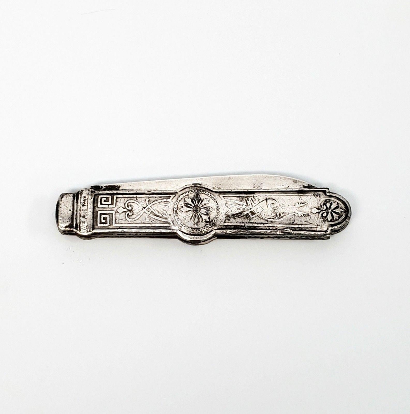 Antique Gorham Sterling Silver Pocket Knife, No Monogram In Good Condition In Washington Depot, CT
