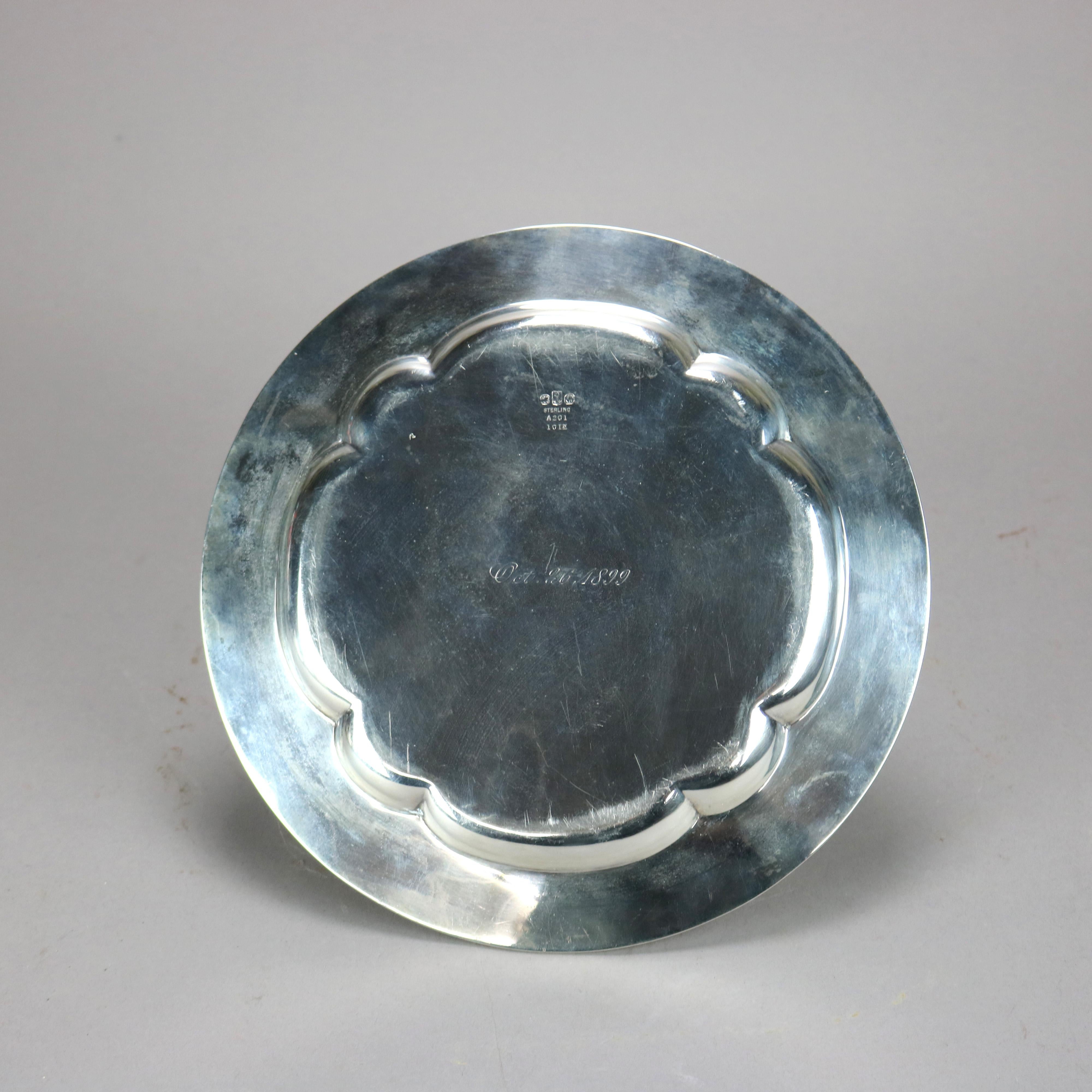 19th Century Antique Gorham Sterling Silver Tray 17.43 toz, Dated 1899