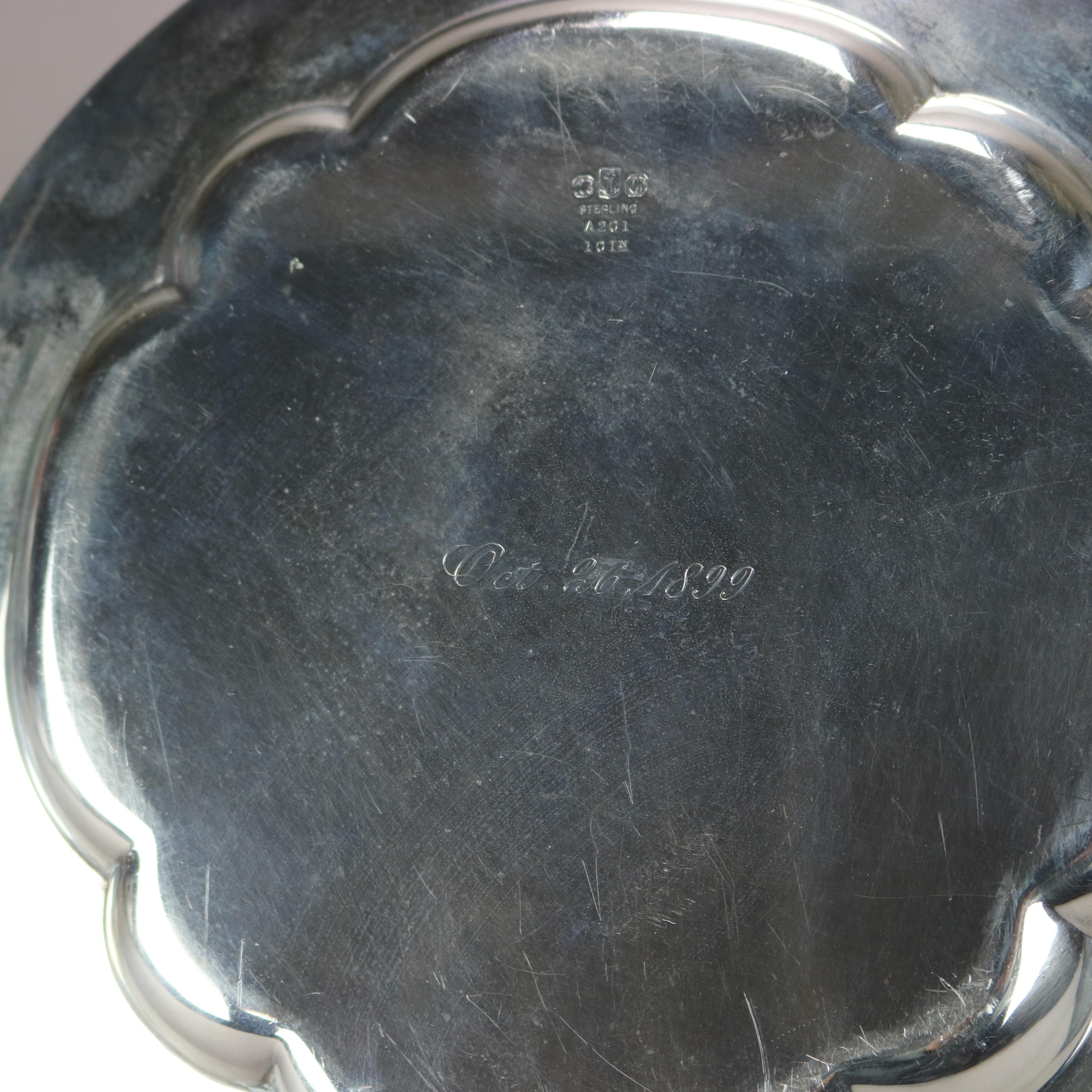Antique Gorham Sterling Silver Tray 17.43 toz, Dated 1899 2