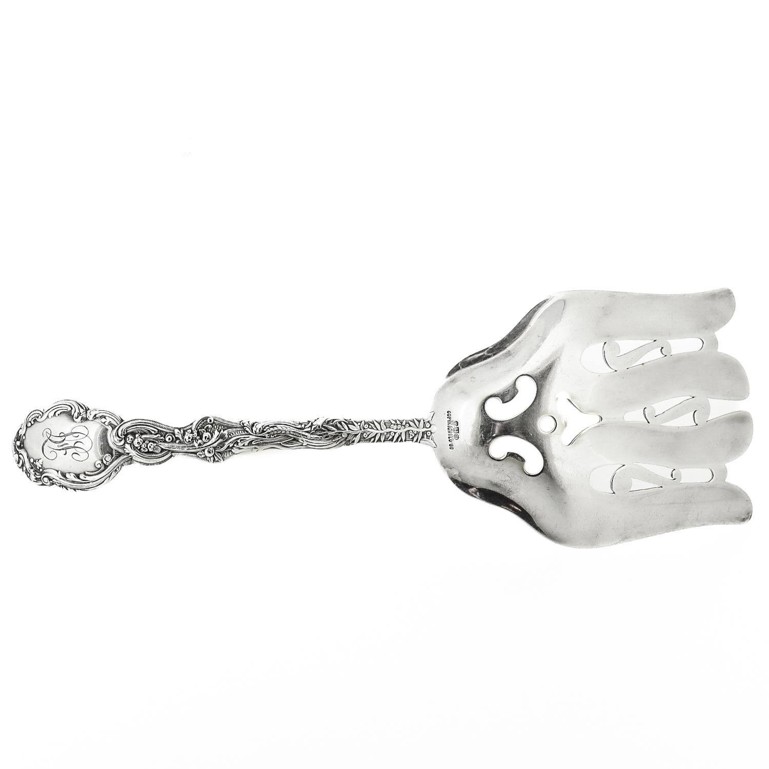 Fourchette à asperges ancienne en argent sterling à motif Versailles de Gorham en vente 1