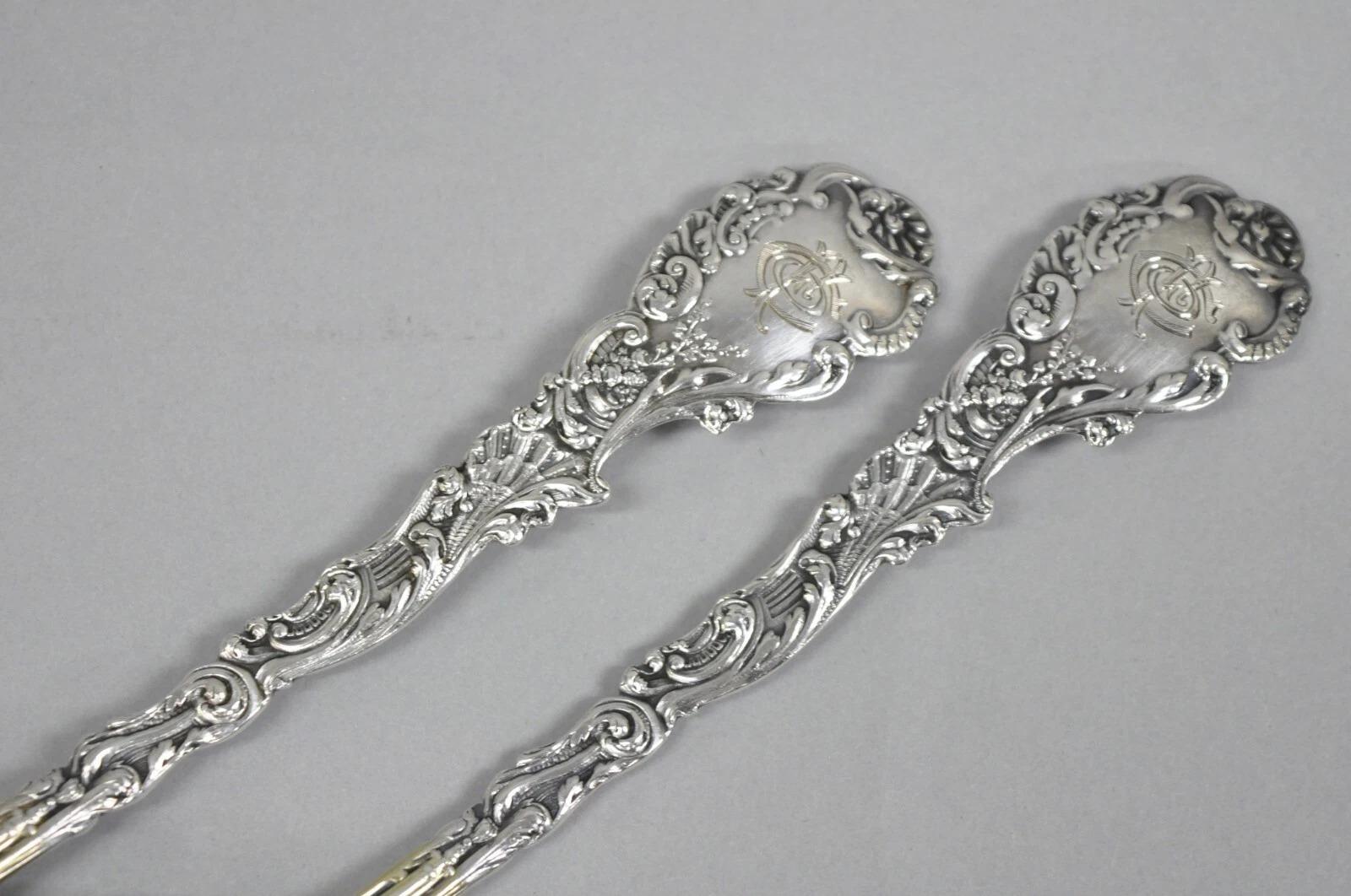 Juego de cubiertos de plata de ley Gorham Versalles para servir ensaladas Tenedor Cuchara en venta 4