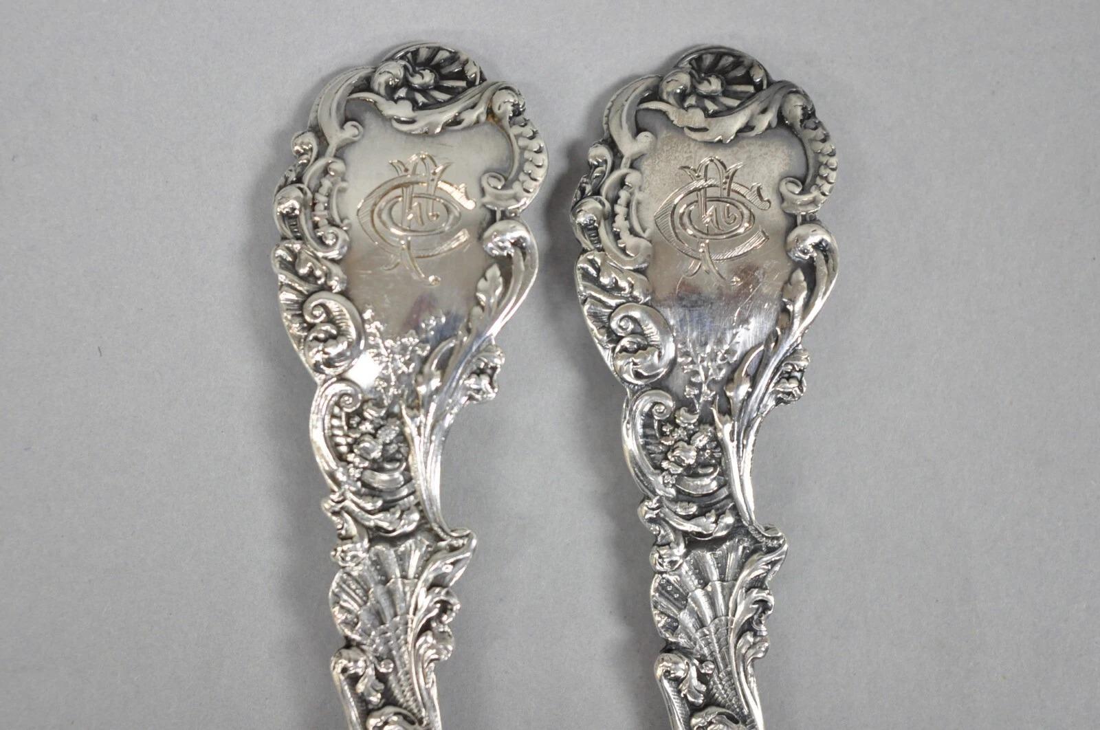 Juego de cubiertos de plata de ley Gorham Versalles para servir ensaladas Tenedor Cuchara en venta 1