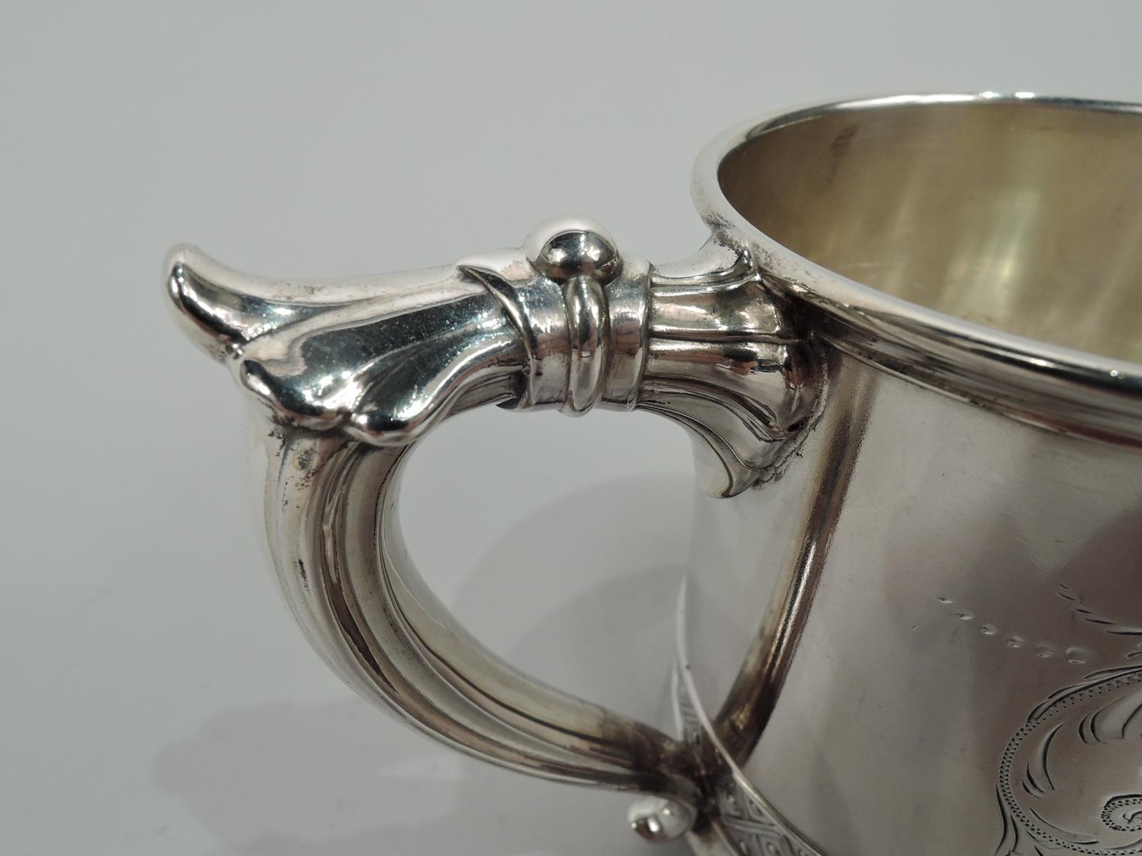 American Antique Gorham Victorian Aesthetic Sterling Silver Christening Mug For Sale