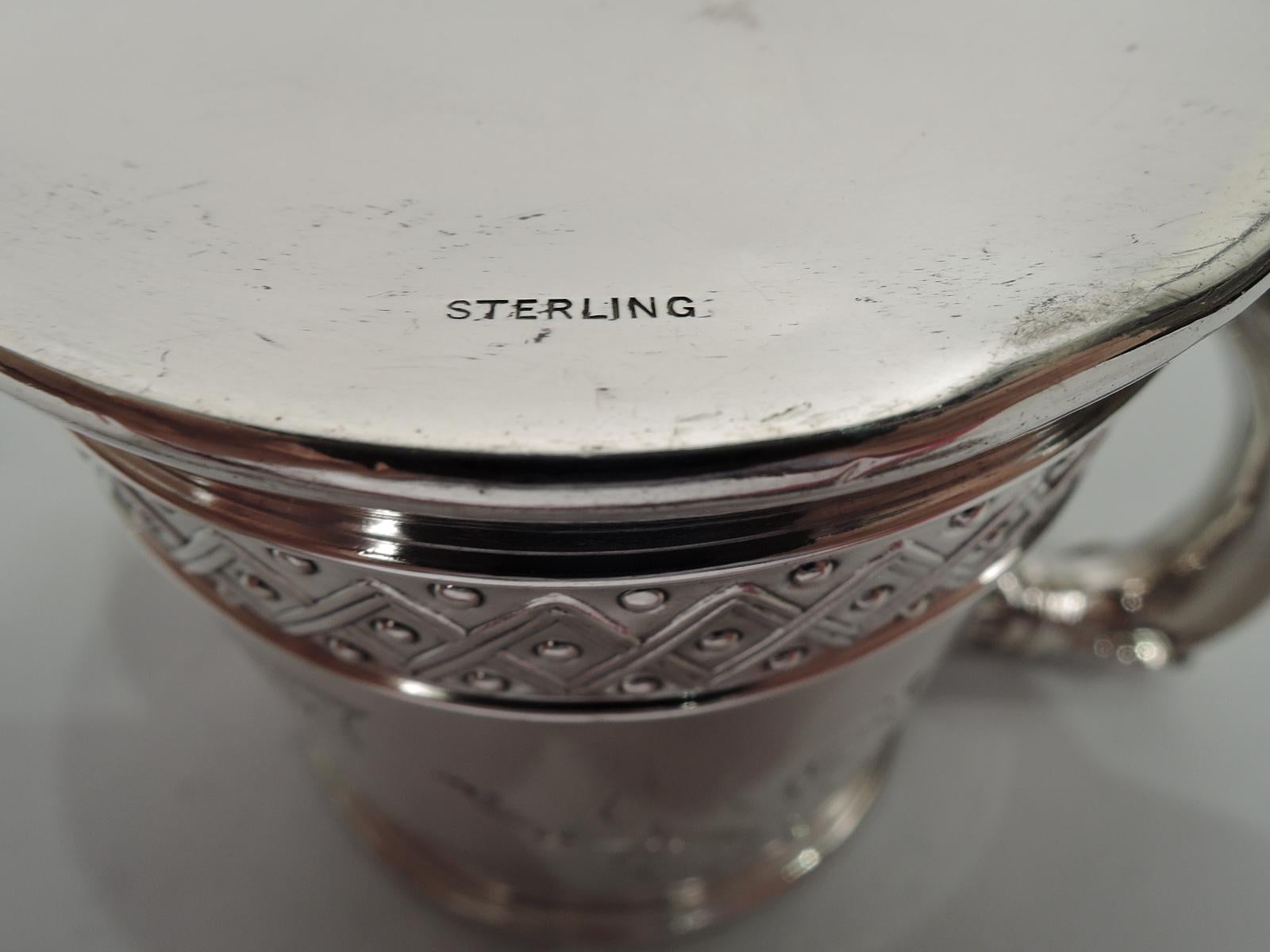 Late 19th Century Antique Gorham Victorian Aesthetic Sterling Silver Christening Mug For Sale
