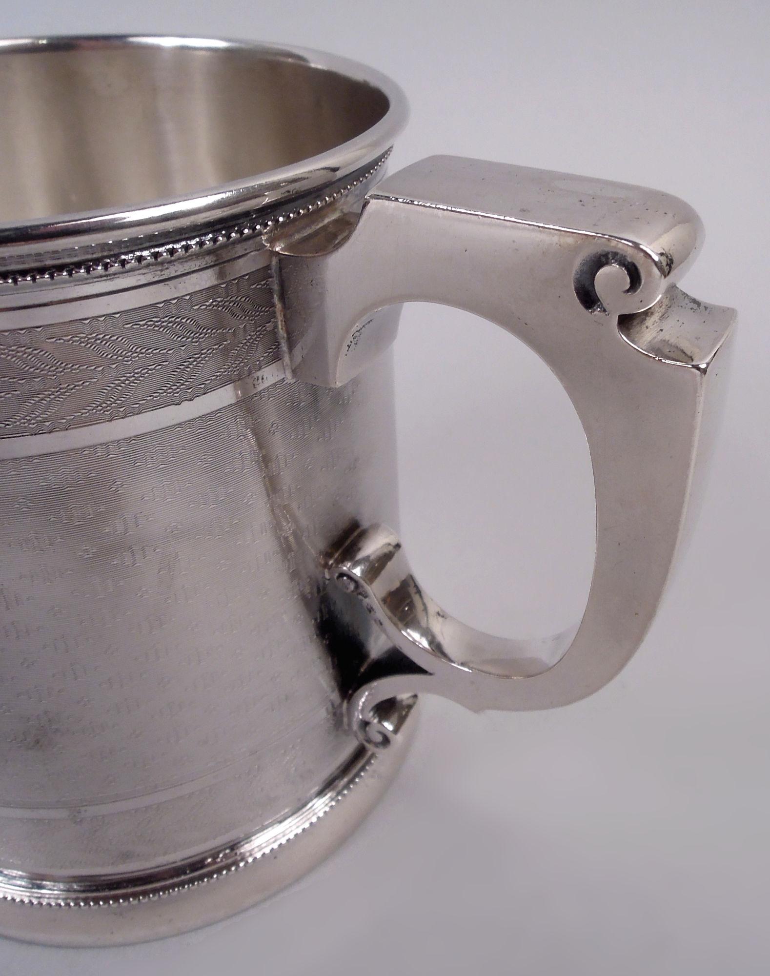Antike Gorham viktorianischen klassischen Münze Silber Baby Cup (Perlenbesetzt) im Angebot