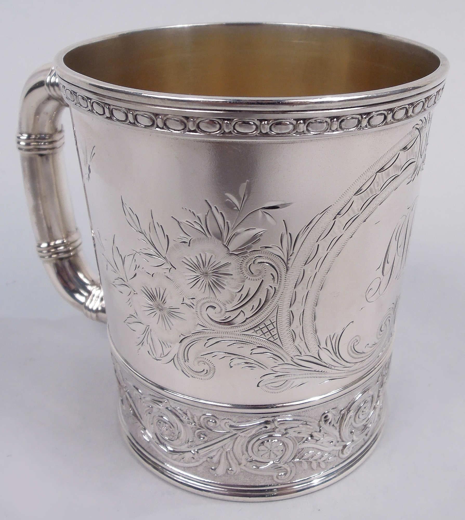 Engraved Antique Gorham Victorian Classical Sterling Silver Baby Cup 1888 For Sale