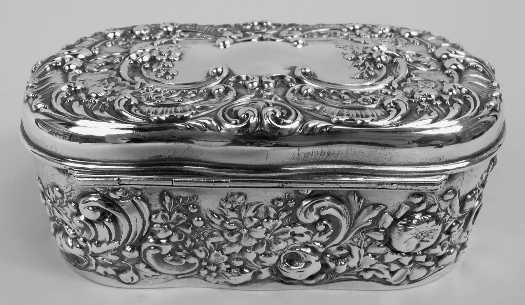 19th Century Antique Gorham Victorian Classical Sterling Silver Trinket Box For Sale