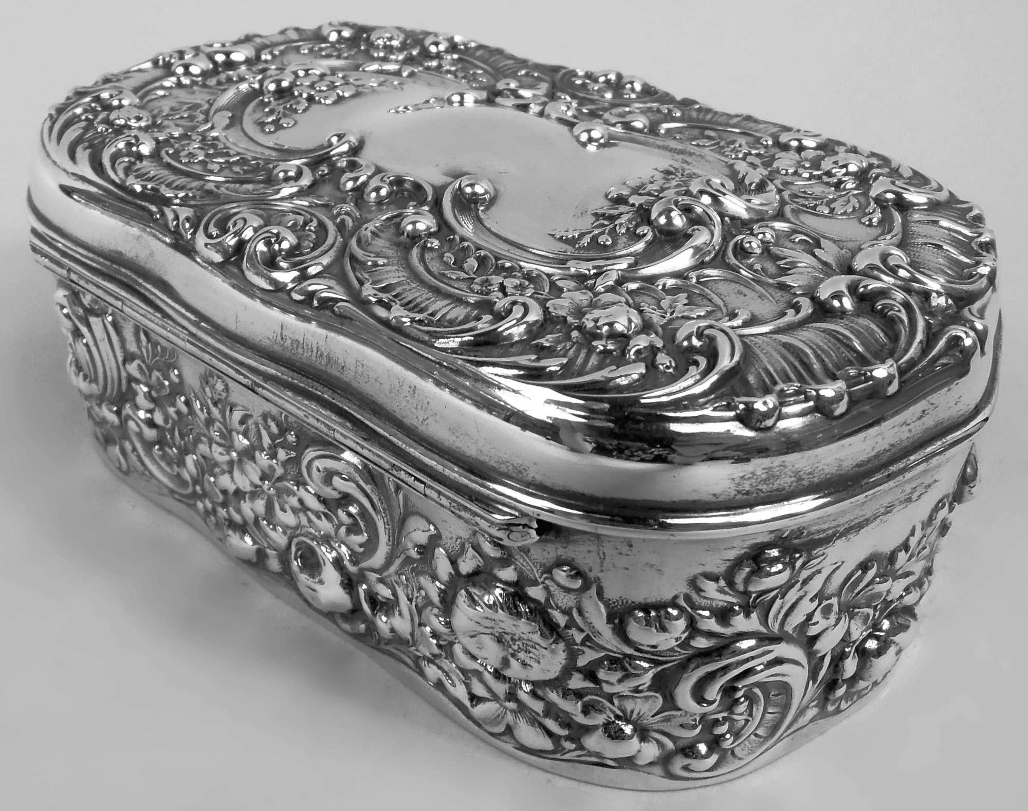 Antique Gorham Victorian Classical Sterling Silver Trinket Box For Sale 1