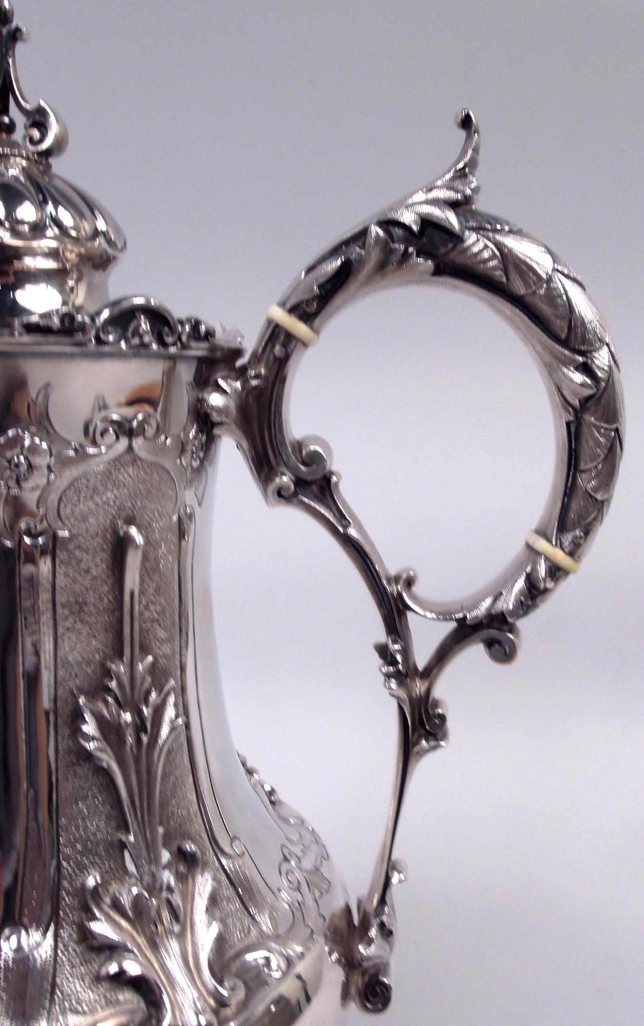 Antique Gorham Victorian Gothic Classical Coin Silver Coffeepot en venta 6
