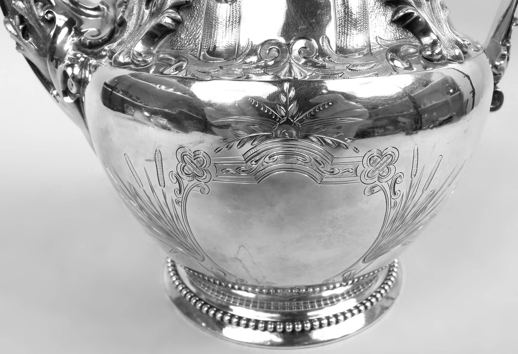 Antique Gorham Victorian Gothic Classical Coin Silver Coffeepot en venta 8