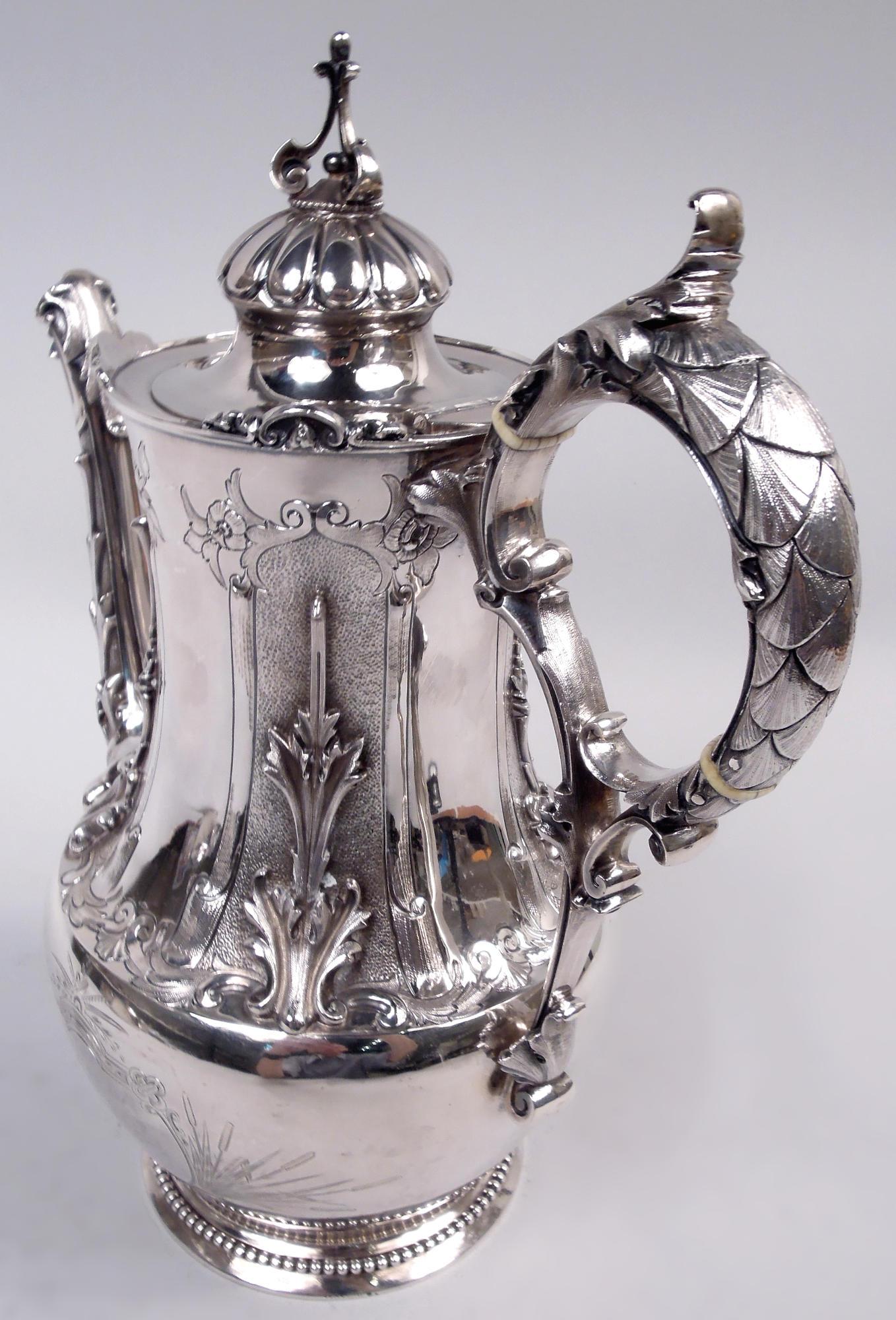 Antique Gorham Victorian Gothic Classical Coin Silver Coffeepot en venta 2
