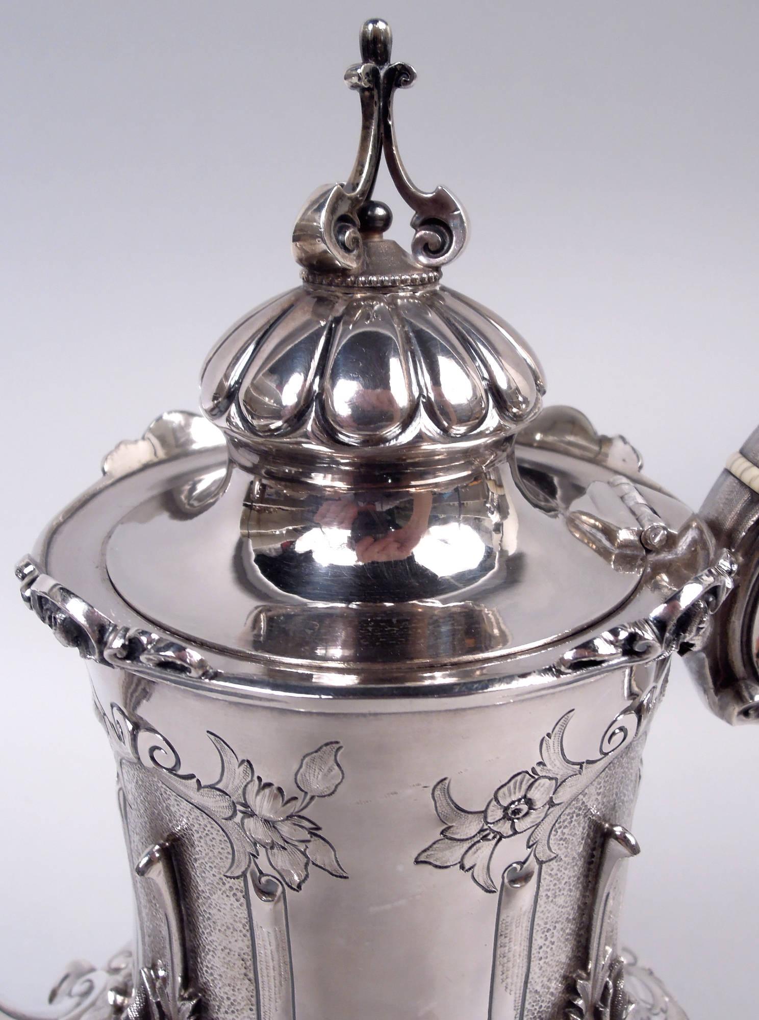 Antique Gorham Victorian Gothic Classical Coin Silver Coffeepot en venta 3