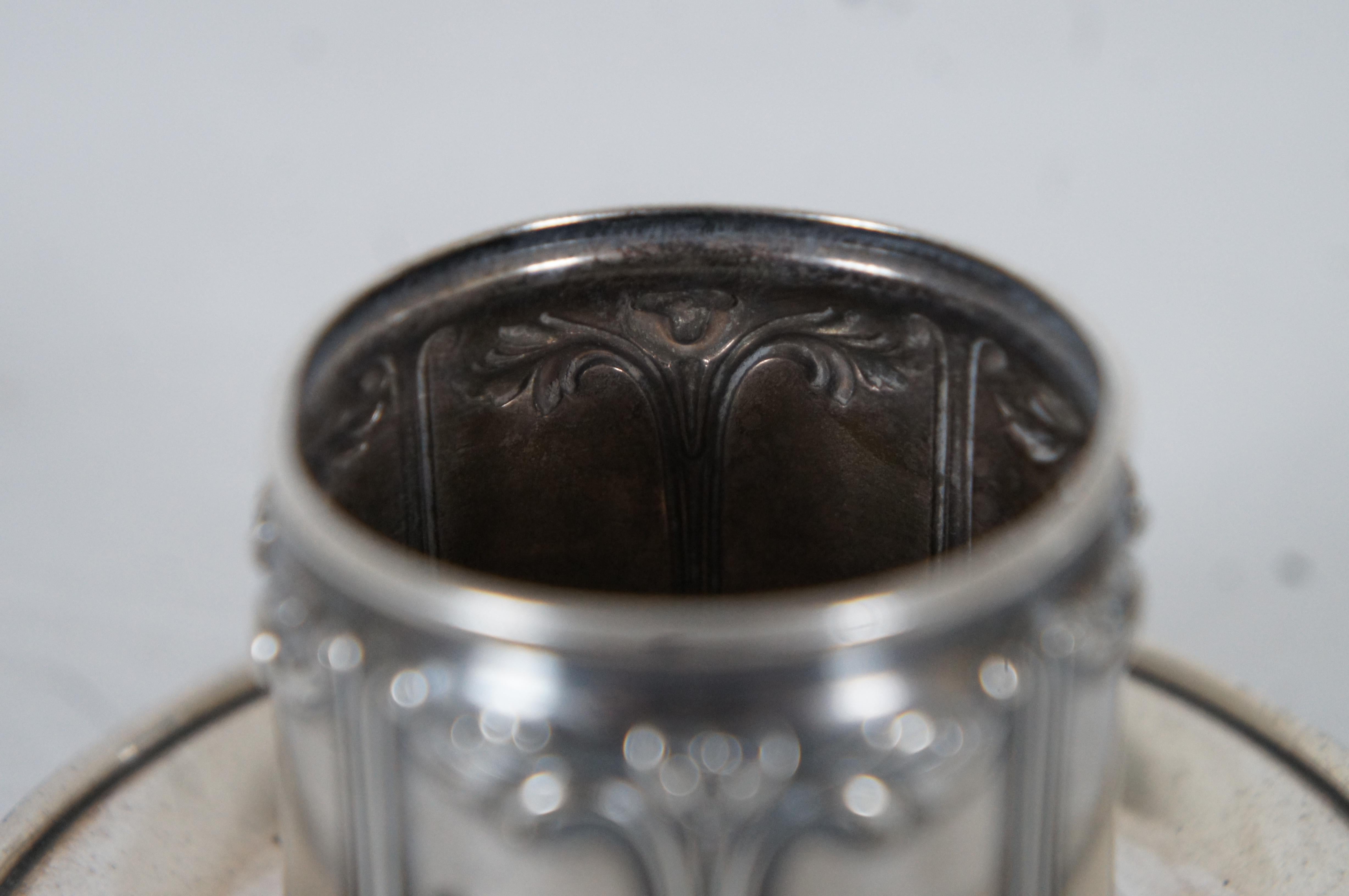 Antique Gorham & Webster Repousse Sterling Silver Footed Toothpick Match Holder In Good Condition In Dayton, OH