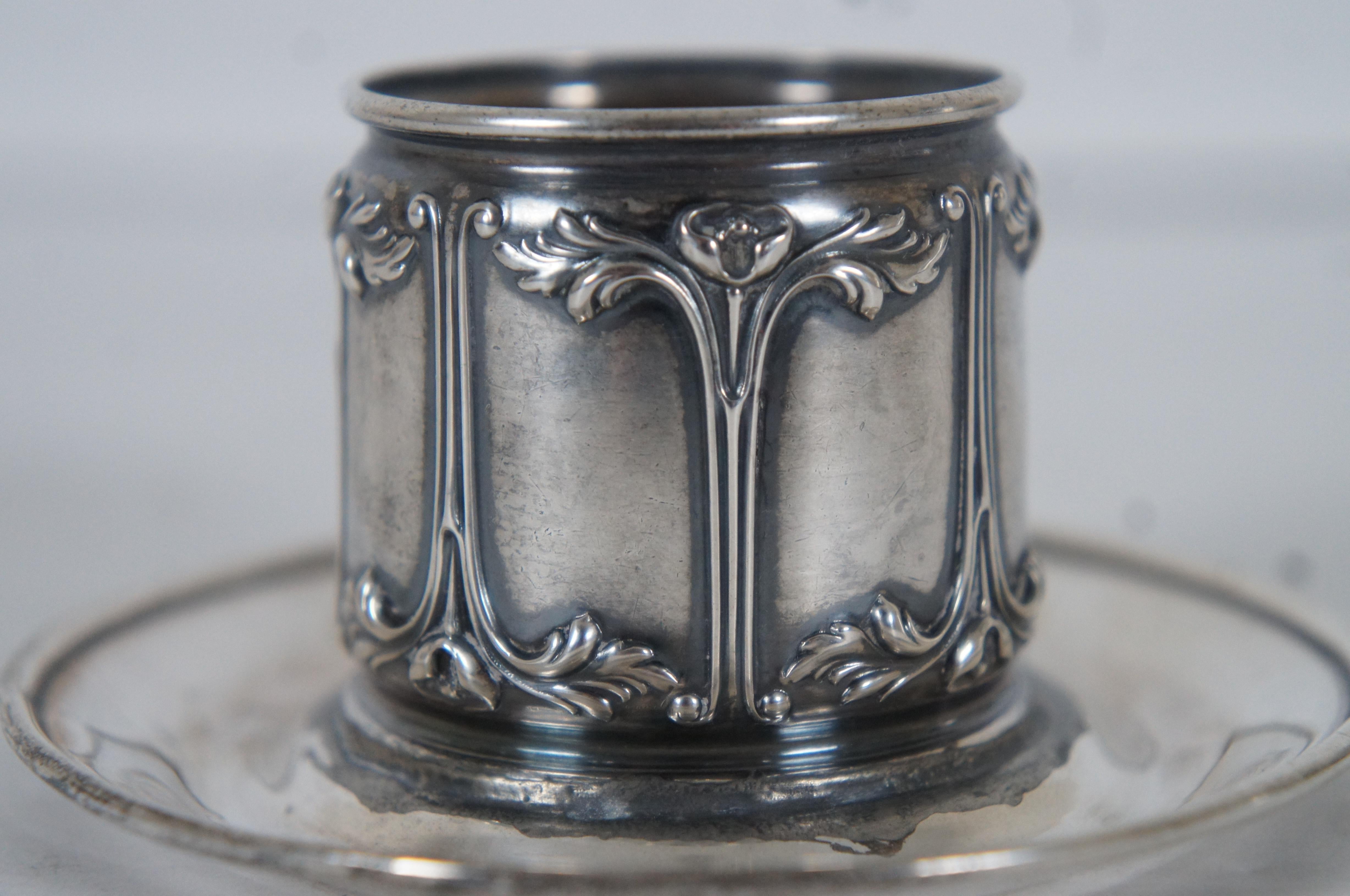 19th Century Antique Gorham & Webster Repousse Sterling Silver Footed Toothpick Match Holder