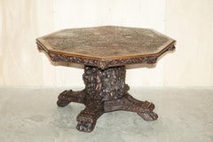 Antique Gothic Armorial 1699 Dated Oak Tilt Top Occasional Centre Dining Table