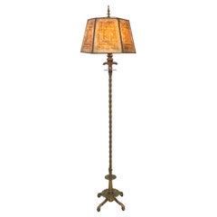 Antique Gothic Art Deco Floor Lamp with Mica Shade