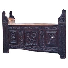 Antique Bench Chest 19th Century French Origin