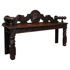 Antique Gothic Bench, Scottish, Oak, Love Seat, Hall Pew, Victorian, circa 1850