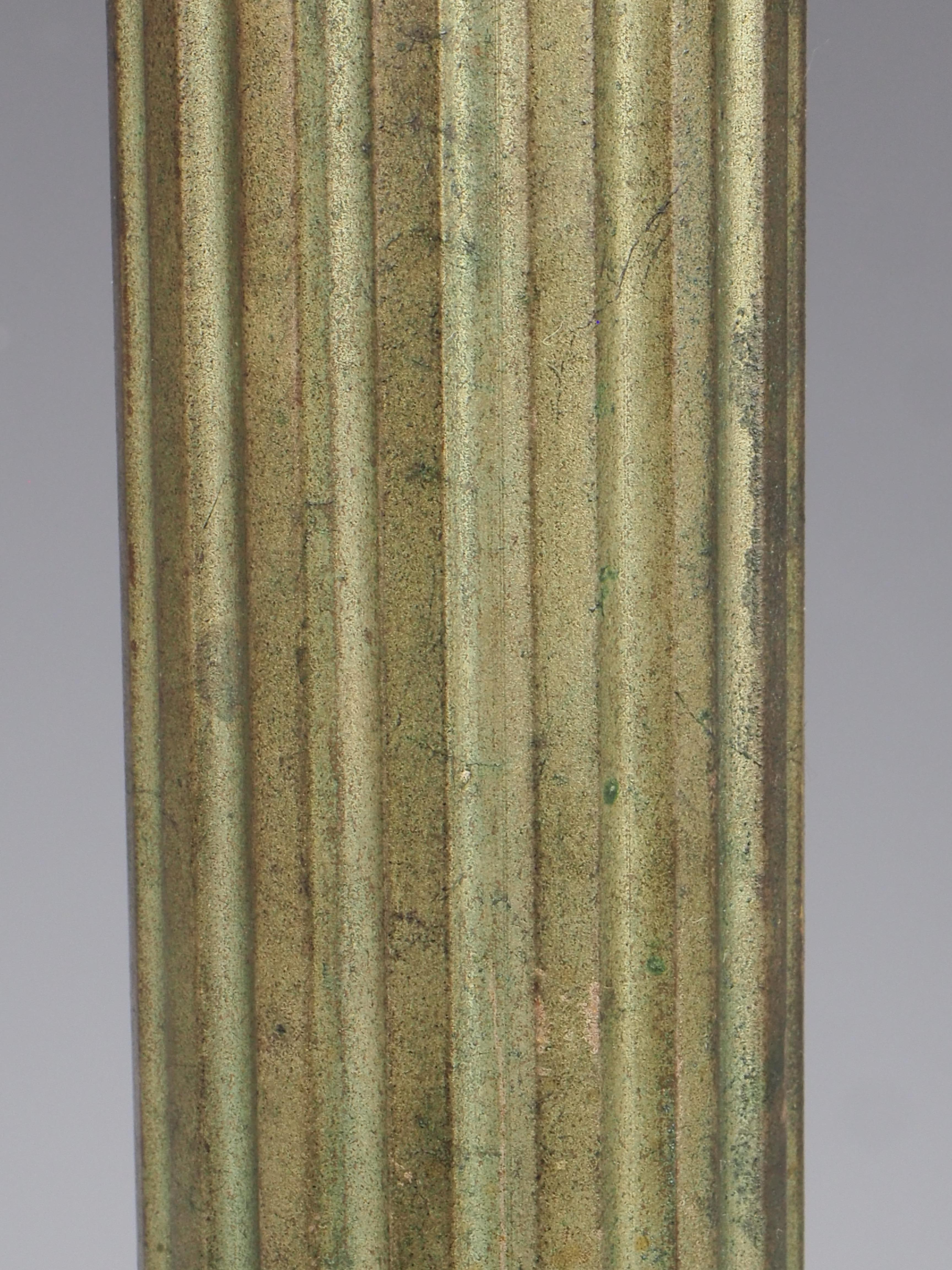 Antique Gothic Bronze Corinthian Column Table Lamp For Sale 3