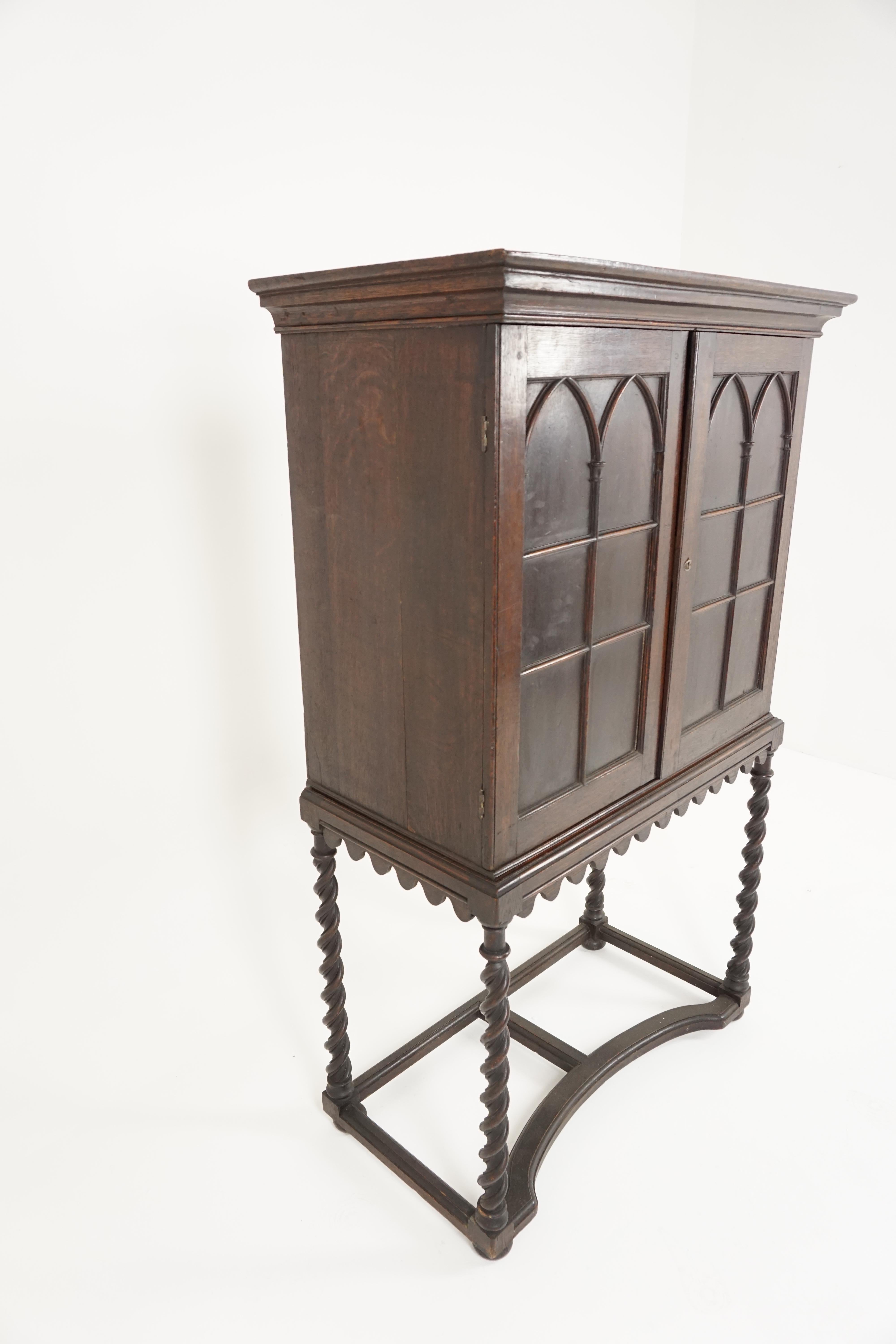  Antique Gothic Cabinet, Early 19th Century Carved Oak, Scotland 1810, B1803 3