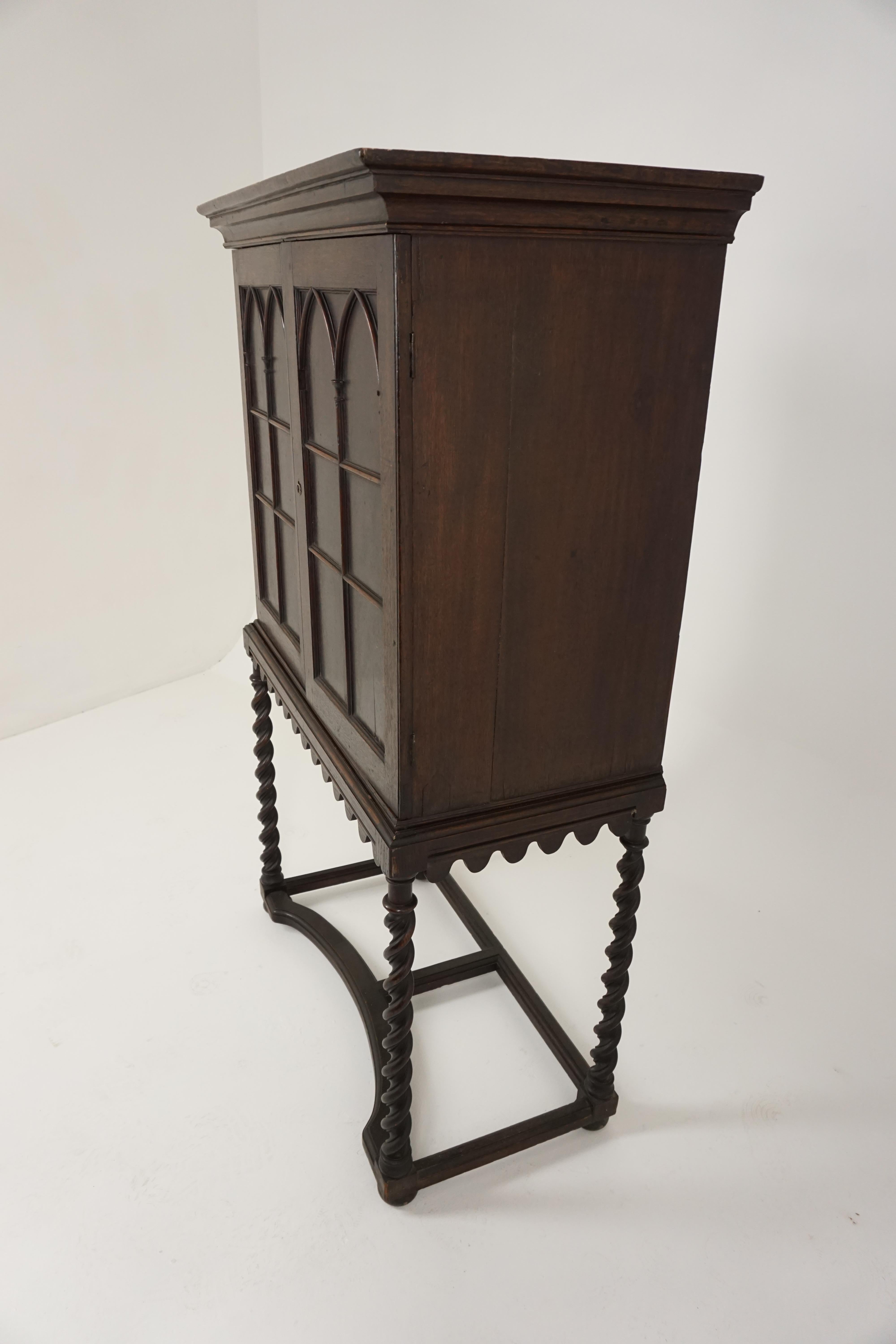  Antique Gothic Cabinet, Early 19th Century Carved Oak, Scotland 1810, B1803 4