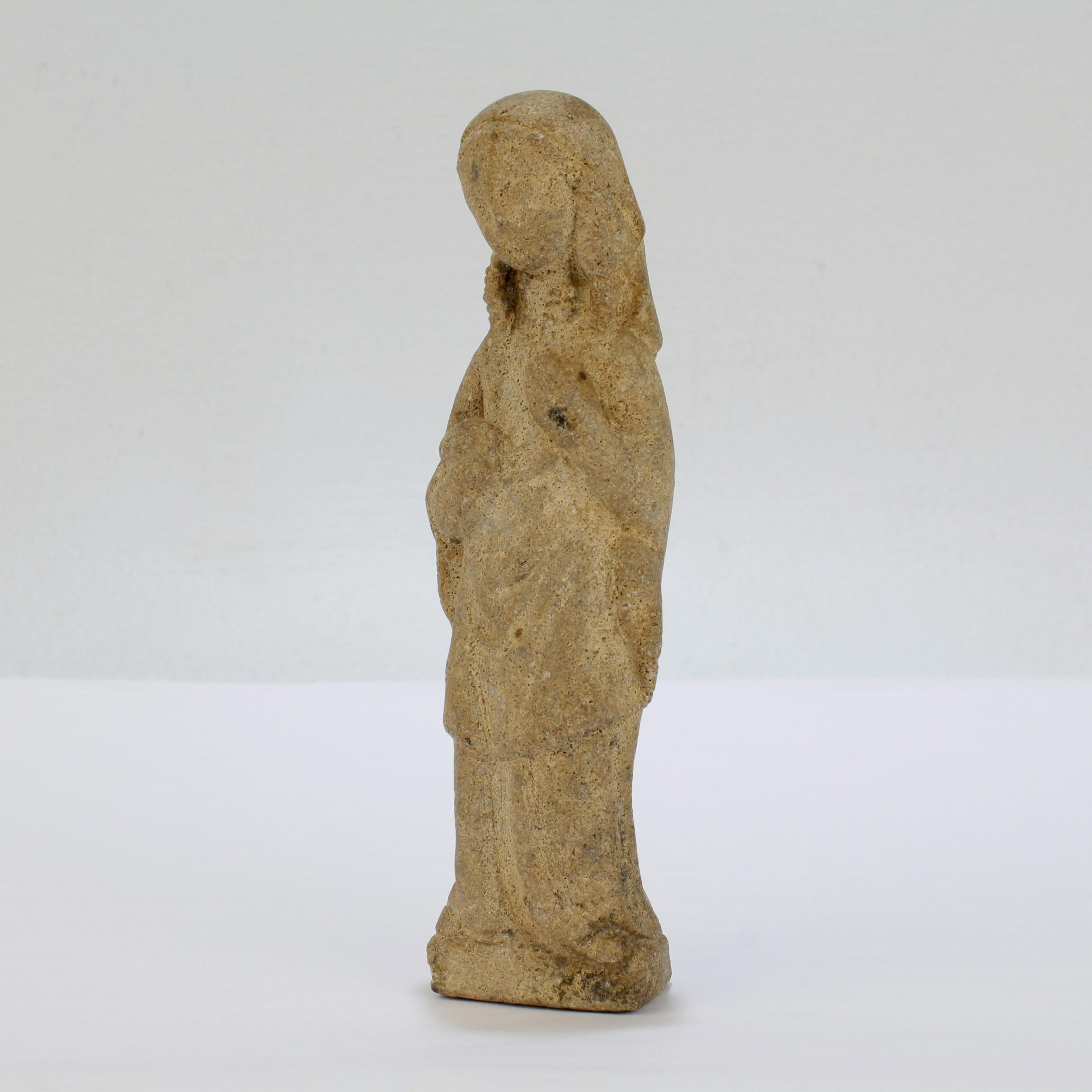 Unknown Antique Gothic Carved Limestone Model of a Madonna or Venus For Sale