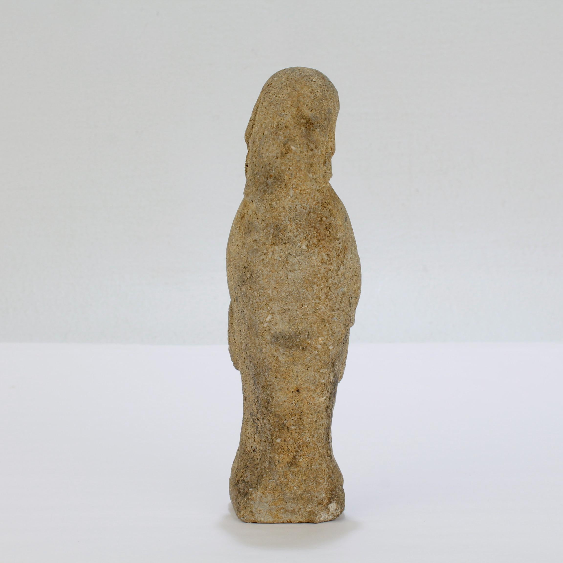 18th Century and Earlier Antique Gothic Carved Limestone Model of a Madonna or Venus For Sale