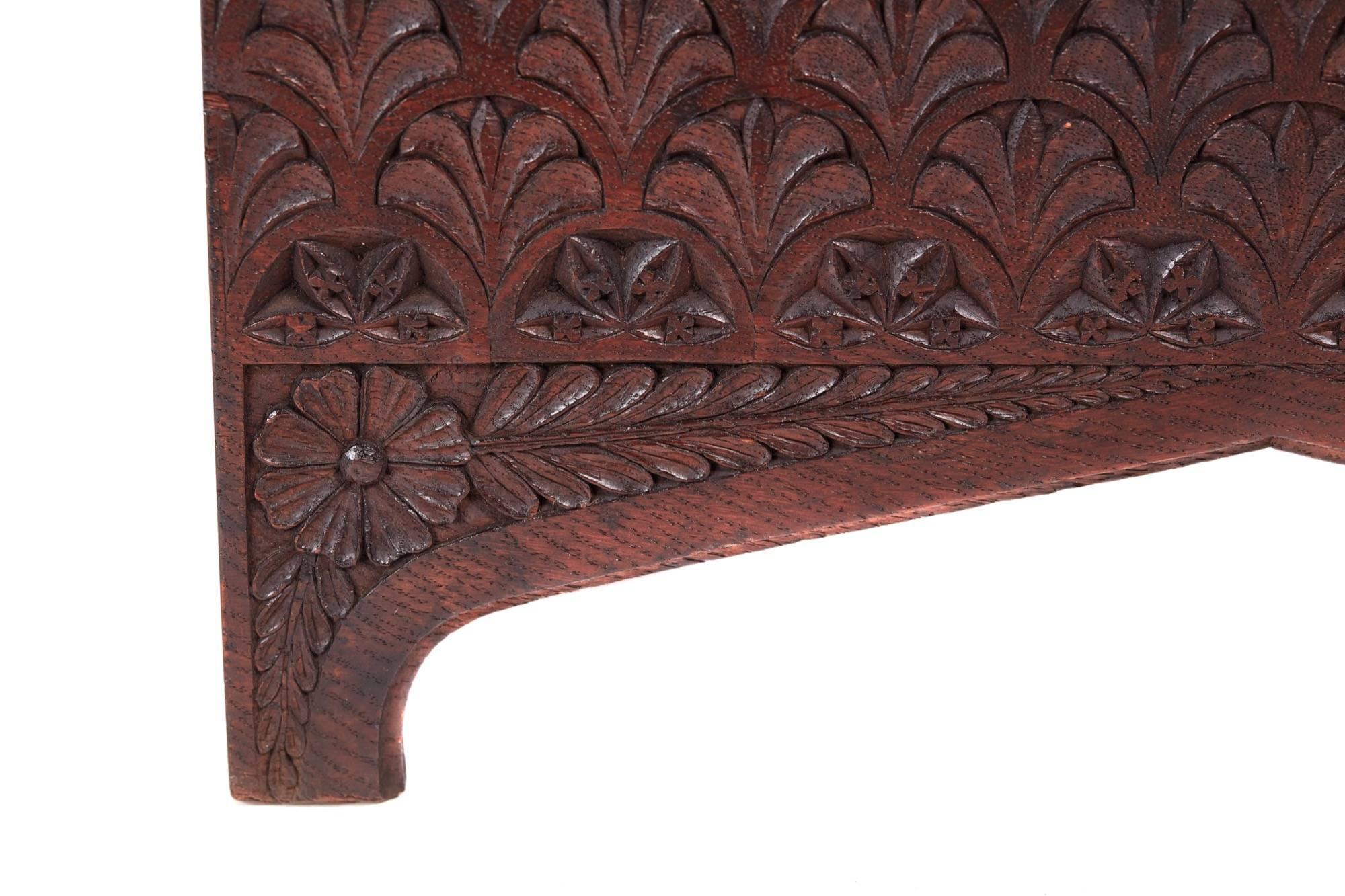 Antique Gothic Carved Oak Prayer Stool 2