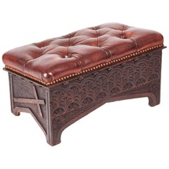 Antique Gothic Carved Oak Prayer Stool