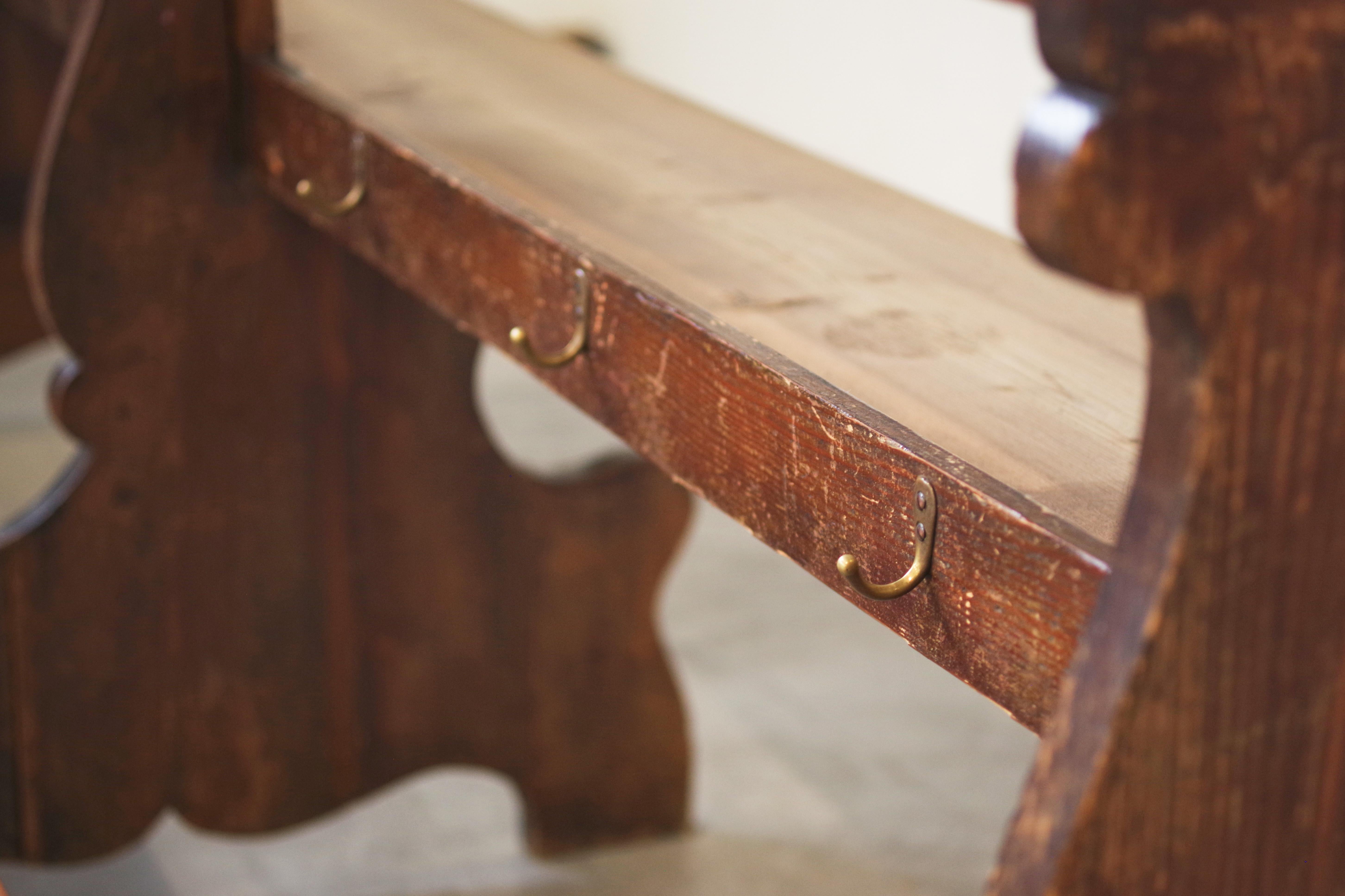 Antique Gothic Church Benches, Late 1800s - Set of 4 Pine Wood Pew Benches For Sale 1