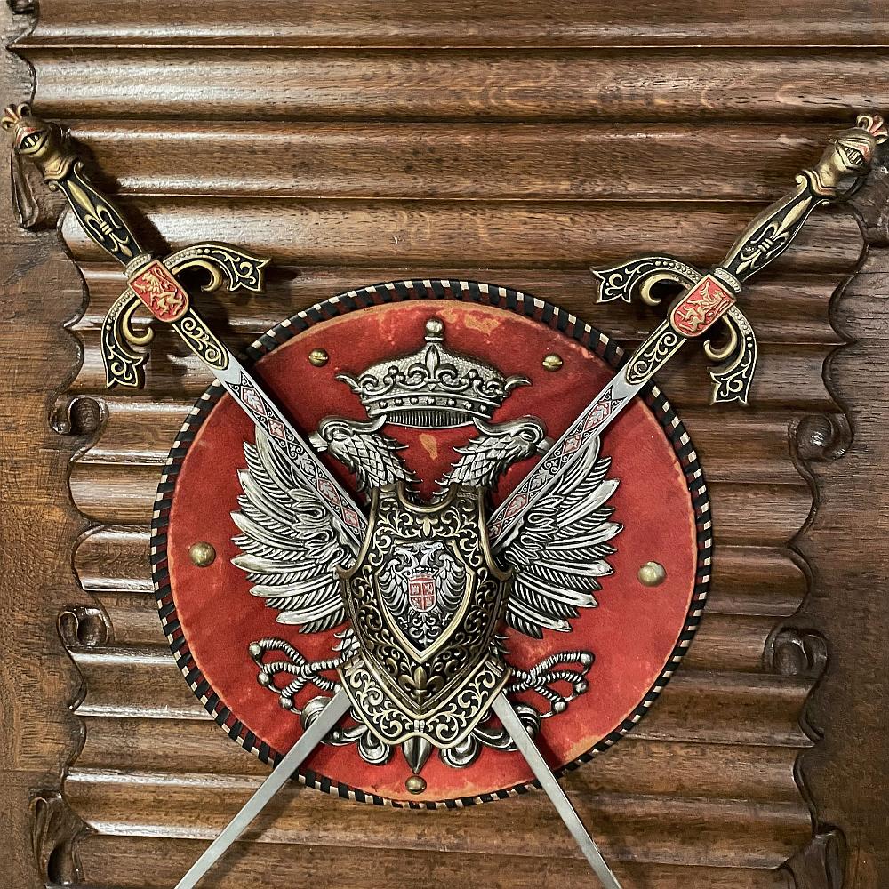Antique Gothic Display Plaque with Swords & Double-Headed Eagle For Sale 2