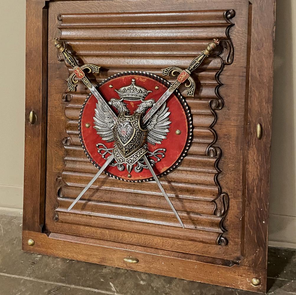Antique Gothic Display Plaque with Swords & Double-Headed Eagle In Good Condition For Sale In Dallas, TX