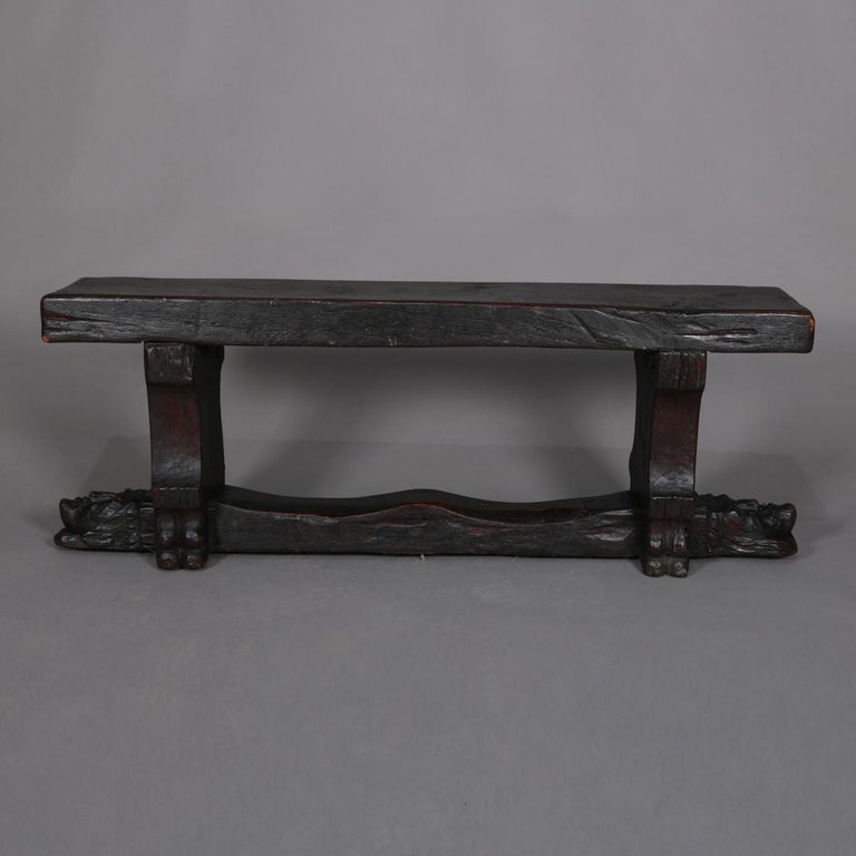 Antique Gothic Figural Carved Oak Monk Bench Circa 1920 At 1stdibs