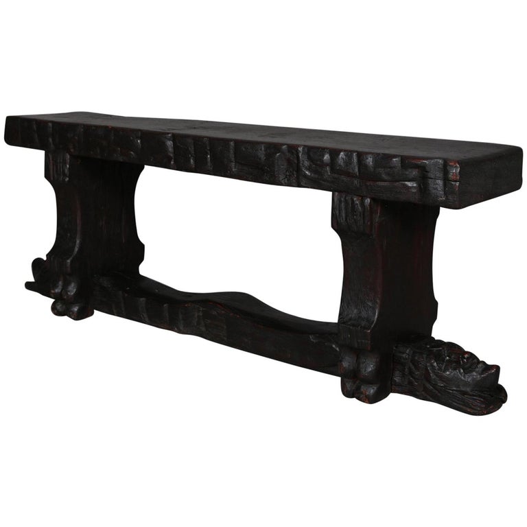 Antique Gothic Figural Carved Oak Monk Bench Circa 1920 At 1stdibs
