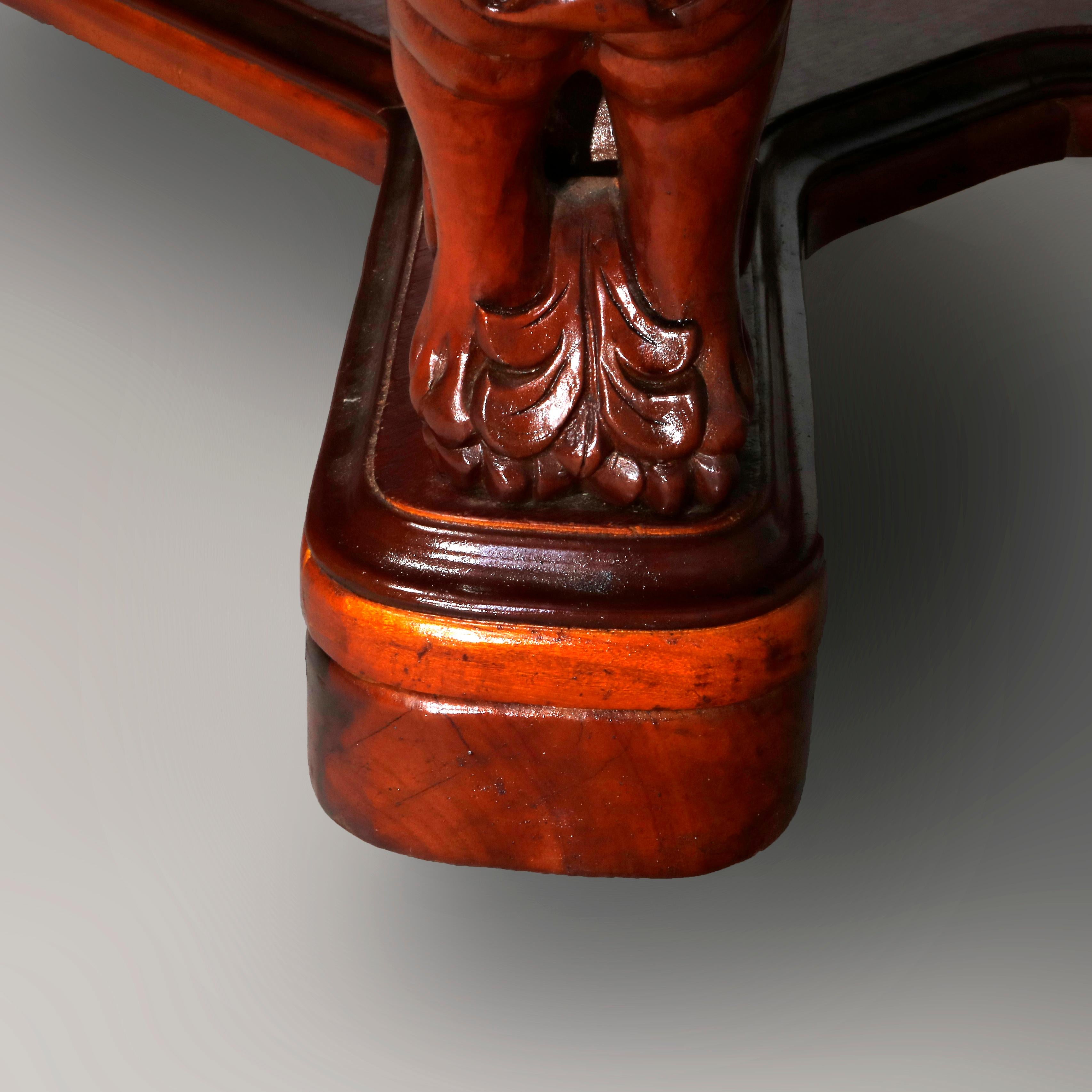 Antique Gothic Figural Griffin Carved Mahogany Library Table, 20th Century 13