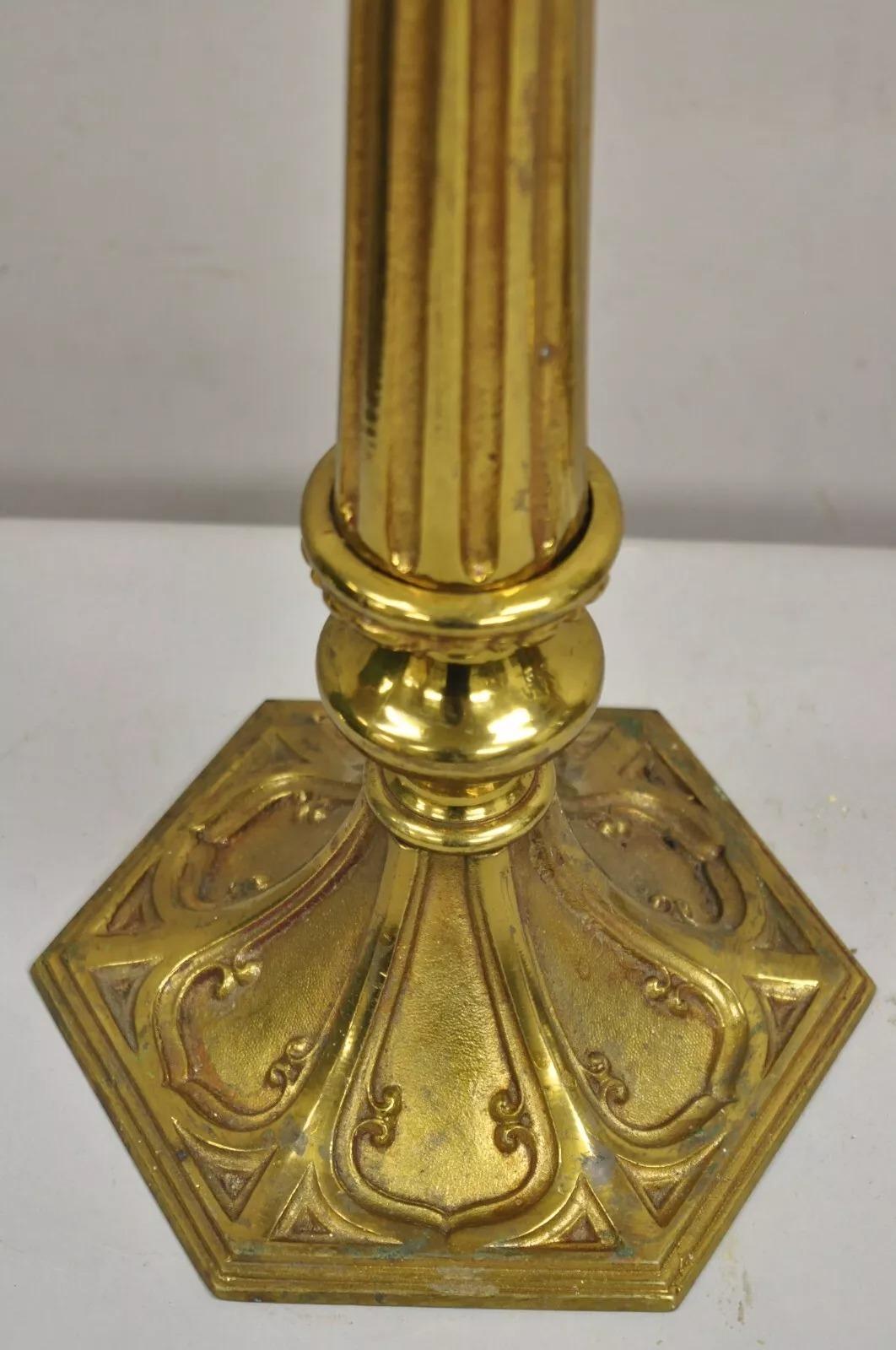 Paire de lampes de table gothiques, françaises, Empire Renaissance, en bronze, antiques en vente 5