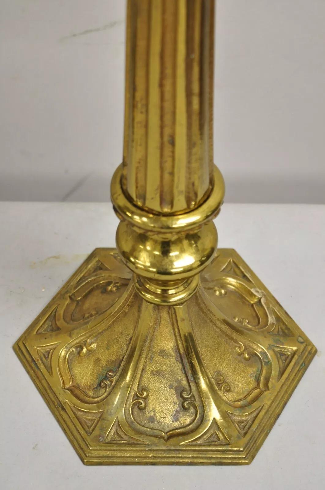Paire de lampes de table gothiques, françaises, Empire Renaissance, en bronze, antiques en vente 3