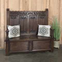 Antique Gothic Hall Bench