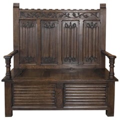 Antique Gothic Hall Bench