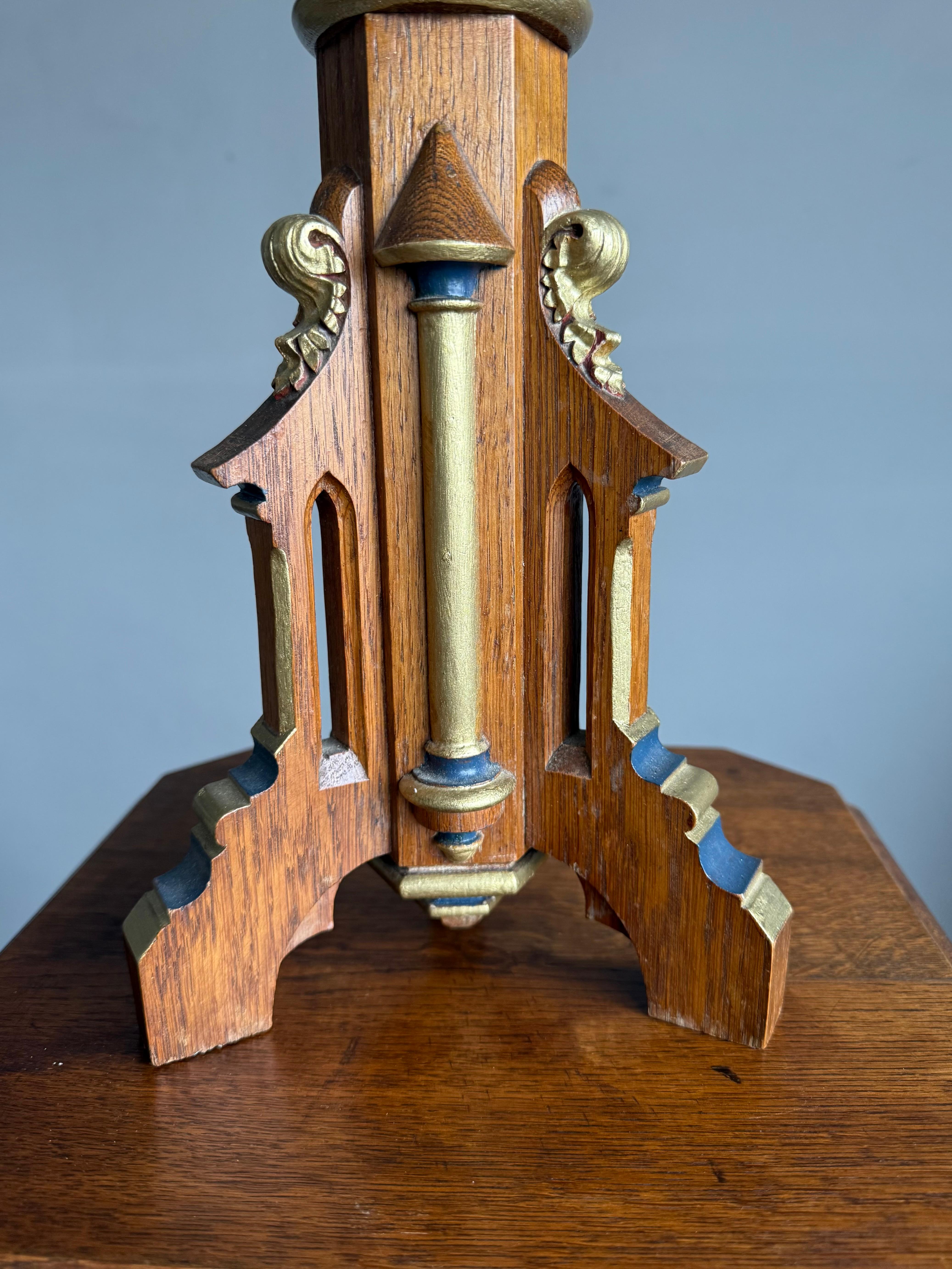 Antique Gothic Hand-Carved Crucifix w. Polychrome Corpus, European Church Relic For Sale 5