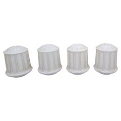 Antike viktorianische Milchglas-Pendelleuchten - 4er-Set