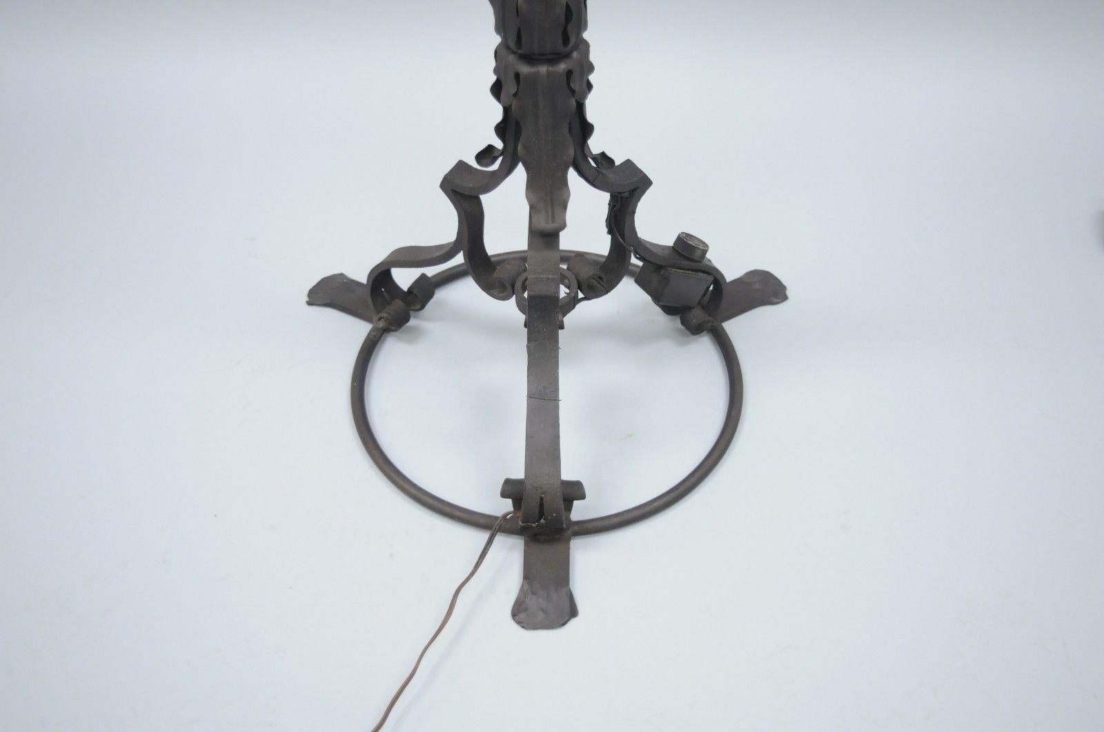 Antique Gothic Iron Candelabra Standing Floor Lamp Coat Hook Hanger 2