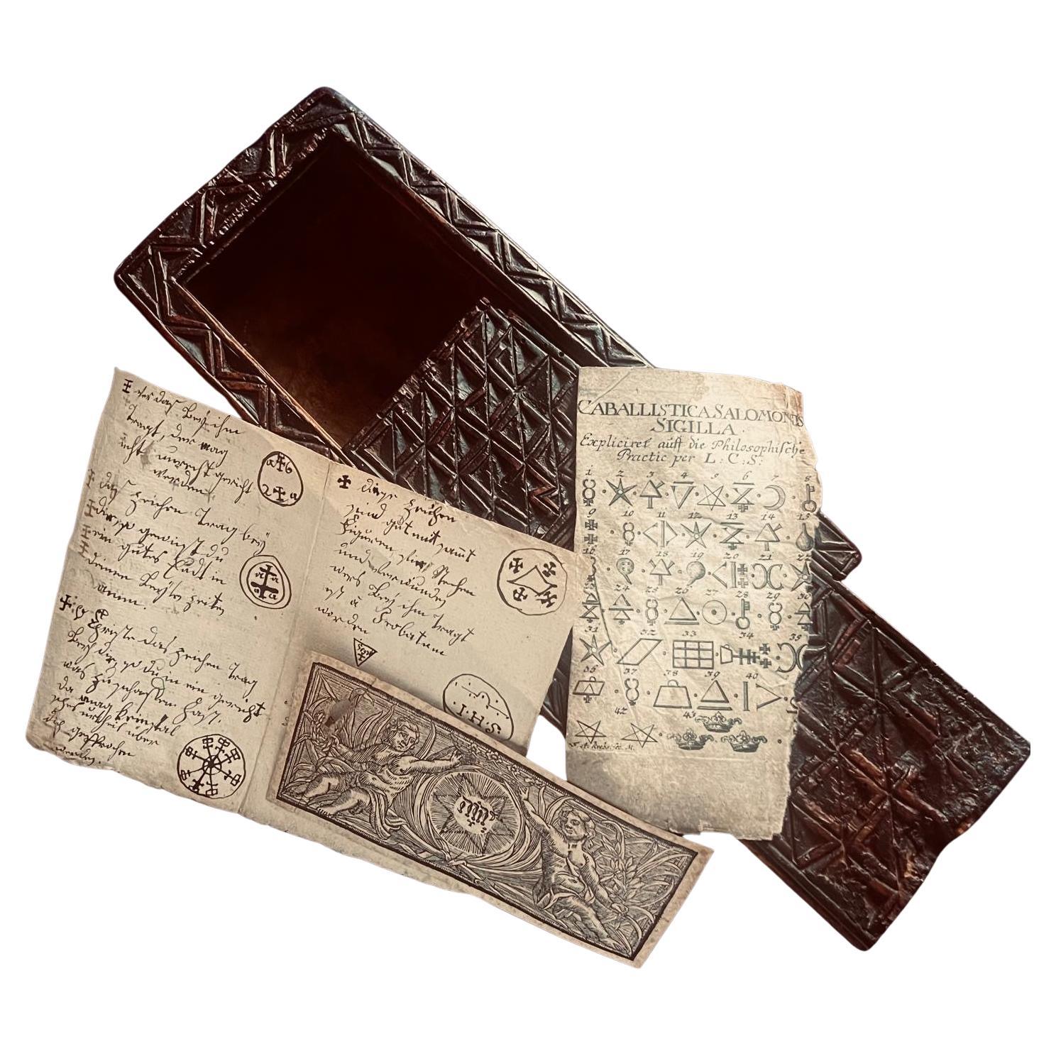 Antique Gothic Judaica Box with Kabbalistic Seals and Sacred Texts im Angebot