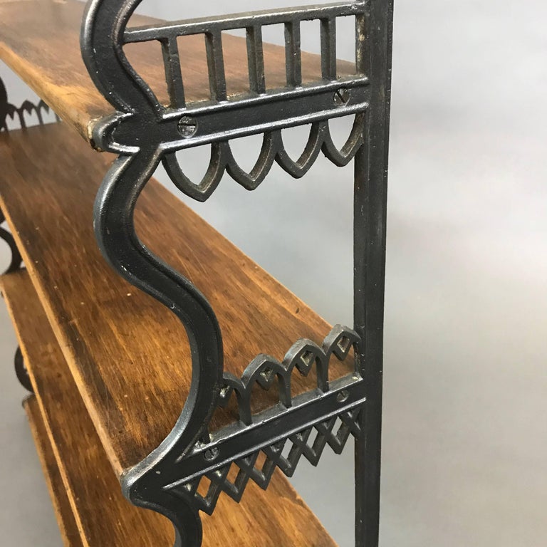 Antique Gothic Oak and Cast Iron Open Wall Mount Shelf at 1stDibs