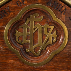 Antique Gothic Oak & Brass Communion Shelf 19thC