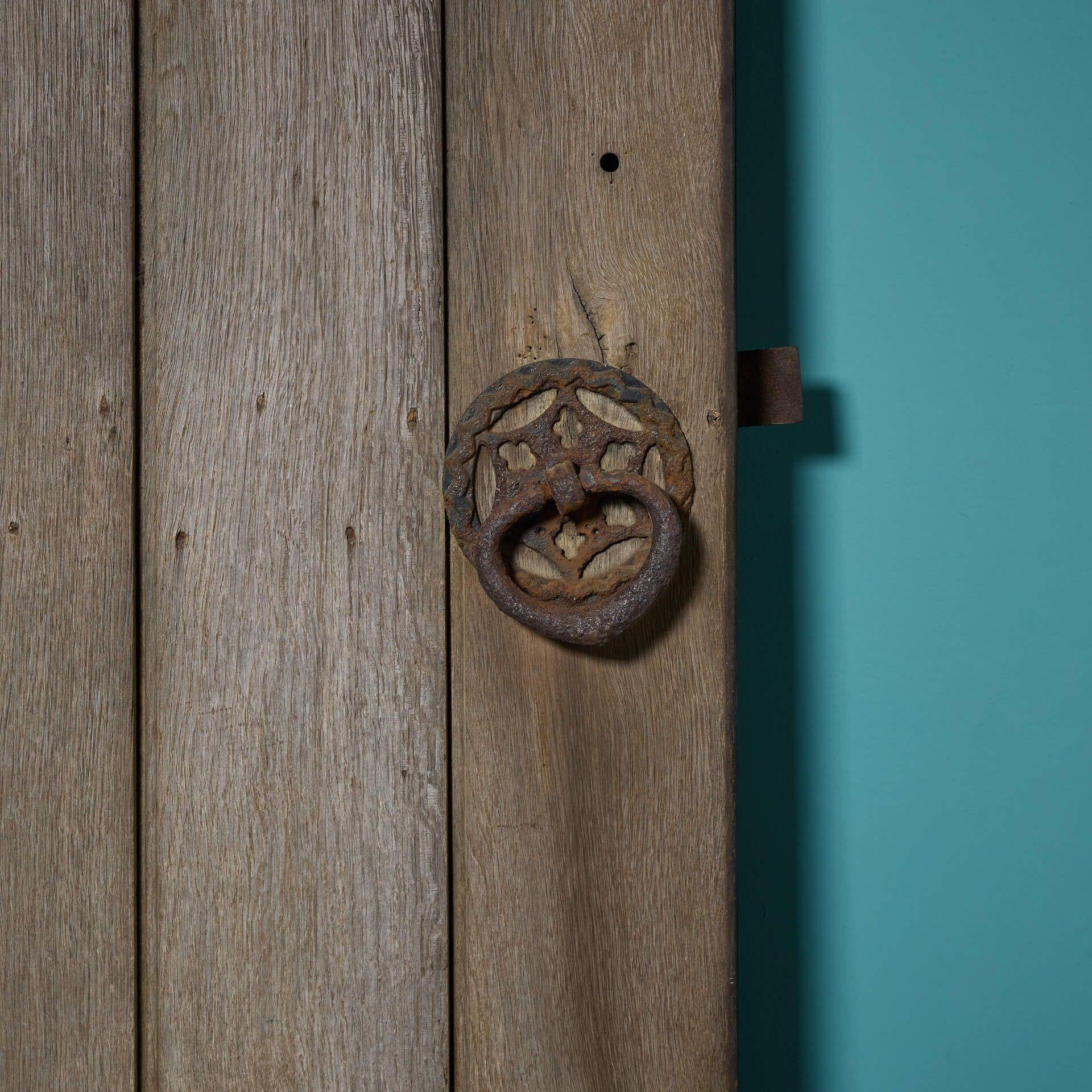 English Antique Gothic Oak Church Door For Sale