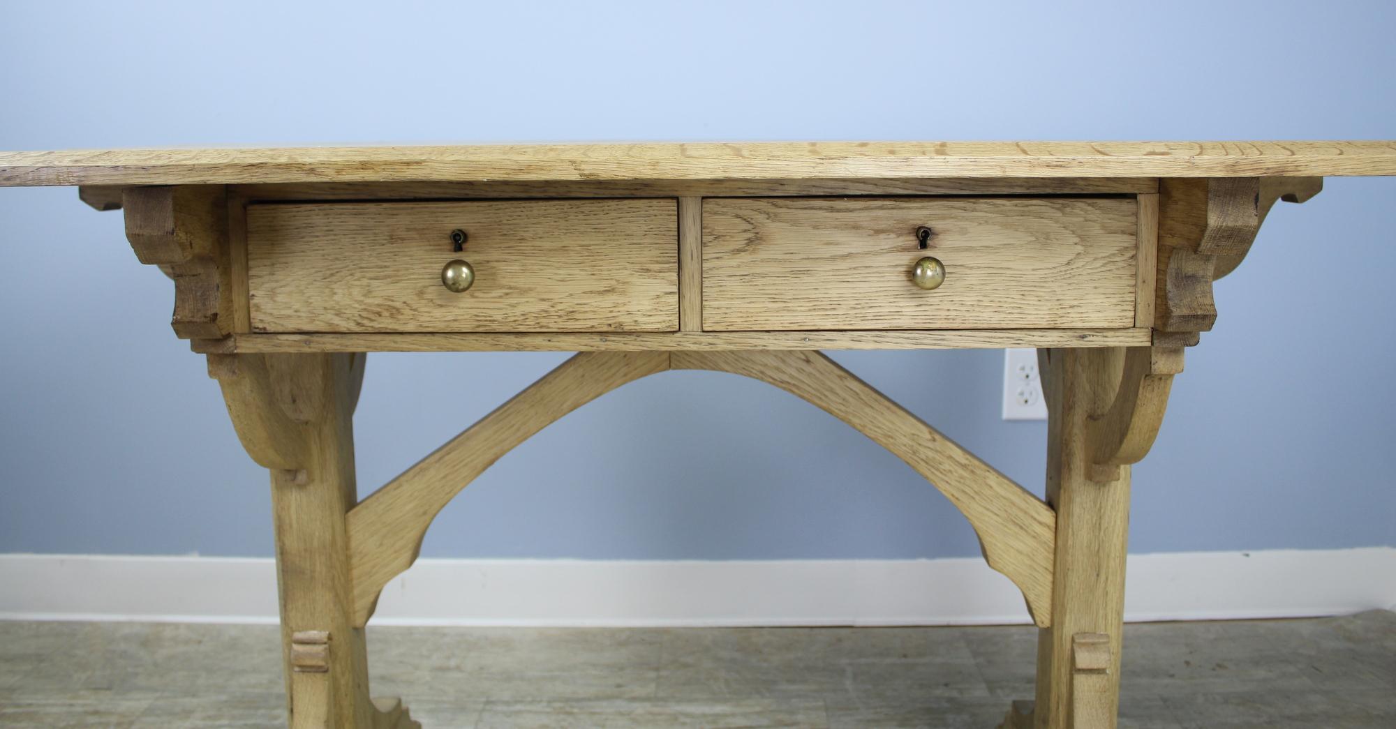 French Antique Gothic Oak Desk